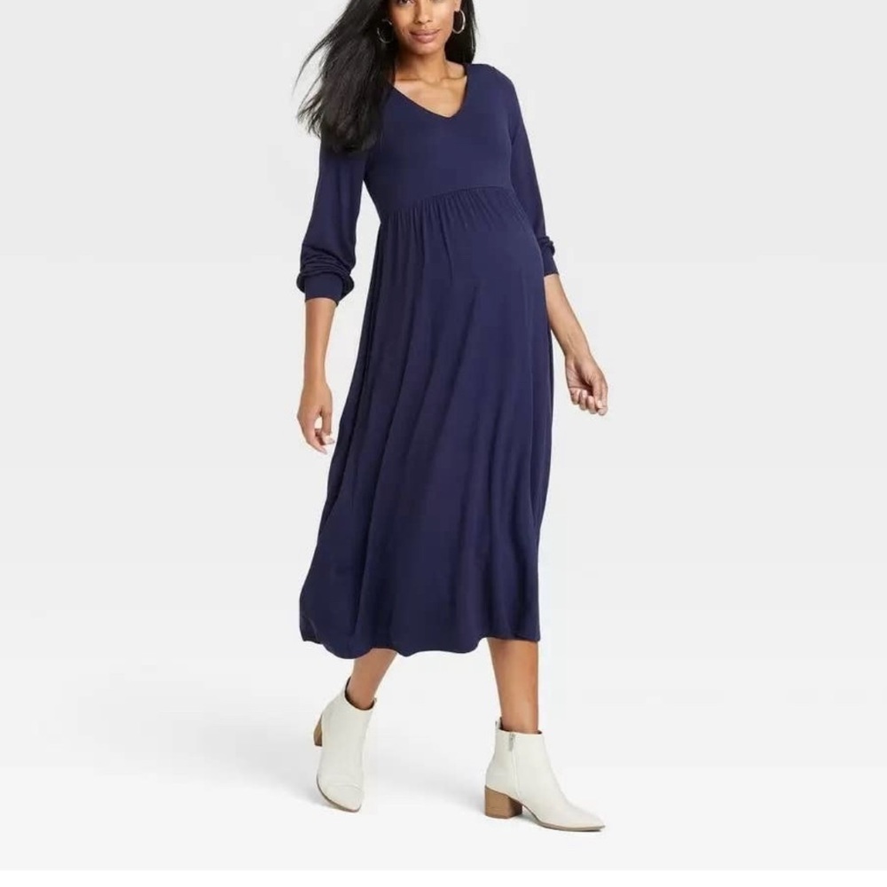 Navy stylish maternity dress